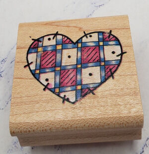 Rubber Stampede Country Quilted Heart Wood Mounted Rubber Stamp